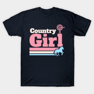 Retro Country Girl Colorful Rural Girls T-Shirt